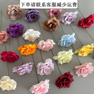 Silk Rose Artificial <b>Flower</b> <b>Single</b> Yellow Wedding Decoration Handmade Modern Style - Product Image 2