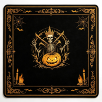 Tapis de Mahjong Américain Portable, Imperméable, Antidérapant avec Dos en Caoutchouc, Protection de Table, Motif Halloween, pour Soirées de Jeu en Famille en Intérieur