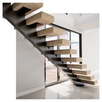 Prima Intérieur Droit Bois Bande de Roulement Verre Garde-Corps Escalier Moderne/Préfabriqué Led Escalier En Bois Léger à Vendre