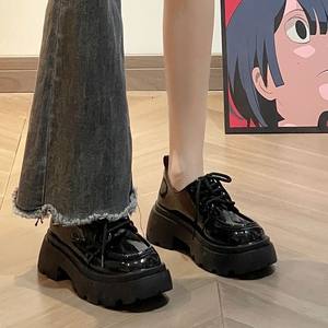 Style britannique chaussures plates pour femmes mocassins en cuir noir à semelles épaisses semelle unique souple confortable travail printemps plate-forme JK tout match - Product Image 6