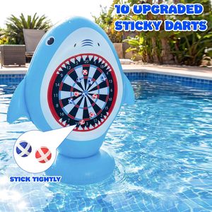 Shark-themed <b>Inflatable</b> Pool Dartboard <b>Game</b> with Sticky Darts - Product Image 5