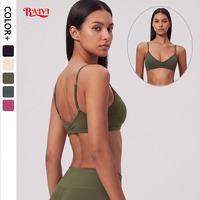 Soutien-gorge de sport pour femme, col en V, dos ouvert, avec logo personnalisé, brossé, coussinets amovibles, séchage rapide, haute élasticité, idéal pour le yoga et le fitness