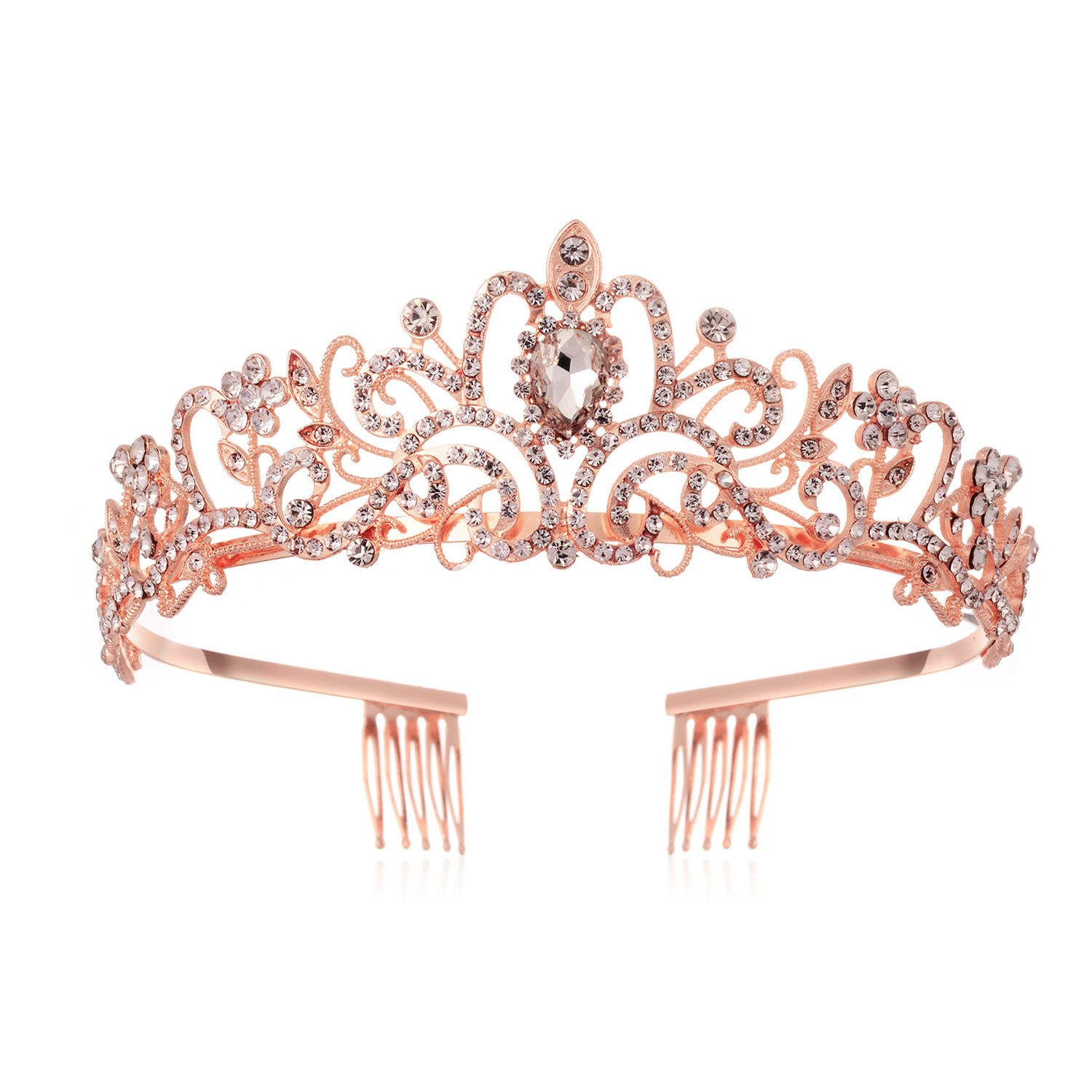 Hair comb pieces of glass [rose gold]]