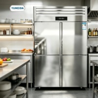 Congelador Comercial de Cuatro Puertas, Refrigerador Vertical de Acero Inoxidable, Equipo de Refrigeración para Cocina de Hotel, Suministro de Fábrica