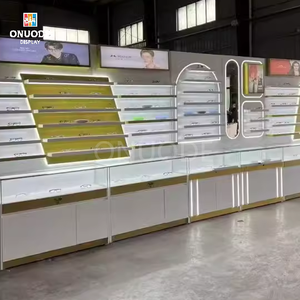 Custom Retail LED Light <b>Wall</b> <b>Mounted</b> <b>Display</b> Furniture Wooden Glass Commercial Optical Shop Fitting for Showcases - Product Image 2