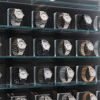 Vitrine d'exposition de montres GZowin personnalisable avec cadre métallique, porte coulissante, éclairage LED, durable et facile à nettoyer pour usage commercial