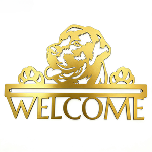Letrero de bienvenida personalizado de metal con diseño de silueta de mascota para el hogar y el jardín - Product Image 5