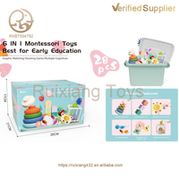 Jouet de dentition pour bébé, blocs empilables, jouets éducatifs 6 en 1 pour bébé de 6 à 12 mois, jouet Montessori
