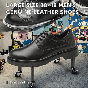 Zapatos de Vestir de Cuero Genuino con Cordones para Hombre, Tallas Grandes Personalizadas 38-48, Aumentan la Estatura, Estilo Clásico para Oficina y Trabajo, Primavera - Product Image 2