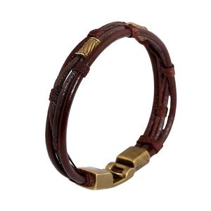 Men's Classic Braided Genuine <strong>Leather</strong> Bracelet Handmade Woven Multi-Layer Brown <strong>Leather</strong> Bracelet with Antique Bronze Clasp - Product Image 6