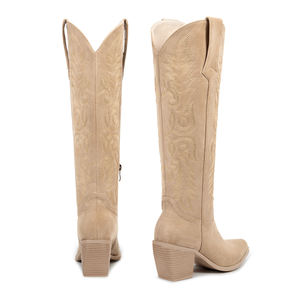 WETKISS Vente en gros <span class=keywords><strong>Bottes</strong></span> d'été vintage pour femmes, <span class=keywords><strong>bottes</strong></span> de cowgirl à talon bas, <span class=keywords><strong>bottes</strong></span> hautes à bout pointu, broderie <span class=keywords><strong>beige</strong></span>, <span class=keywords><strong>bottes</strong></span> de cowgirl pour filles - Product Image 4
