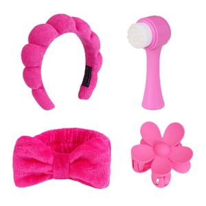 Set <span class=keywords><strong>di</strong></span> quattro accessori per capelli da donna all'ingrosso: fermagli a corona alta con <span class=keywords><strong>fiori</strong></span> fatti a mano, fascia per capelli a nuvola e pennello per il trucco (per lavare il viso) - Product Image 5