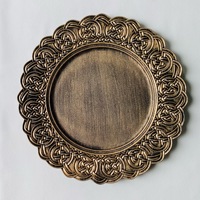 Assiettes de présentation rétro pour restaurant, dorées et argentées, 13 pouces, en plastique, décoratives, pour fruits et desserts, pour la décoration de table