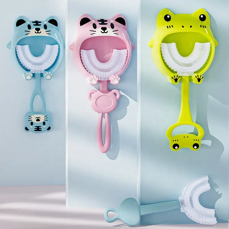 Wholesale Ultra Soft Manual Children'S Oral U Shape ToothBrush Child 360 degree Baby Kids Silicone U-Shaped Toothbrush