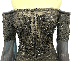 Robe de mariée longue en dentelle à manches longues Robe de mariée élégante Robe de mariée mariée nouvelle robe de mariée noire - Product Image 4