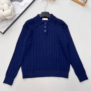 Suéter de Punto Trenzado para Mujer, Manga Larga, Cierre de Botones, Estilo Casual - Product Image 3