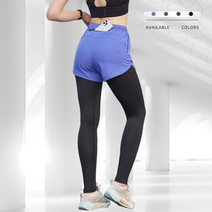 Mallas para correr de 2 capas para mujer, logotipo personalizado, 2 uds., mallas de entrenamiento de gimnasio, mallas deportivas de secado rápido de poliéster - Product Image 1