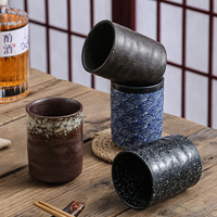 Tasse à thé en grès japonais, tasse en céramique texturée faite à la main, motif multi-glaçures, tasse à eau pour la maison, le restaurant, l'hôtel et le café