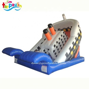Double toboggan <span class=keywords><strong>gonflable</strong></span> de style bateau coulant | Maison de rebond sur le thème du bateau pirate avec toboggan aquatique pour la fête des enfants - Product Image 2