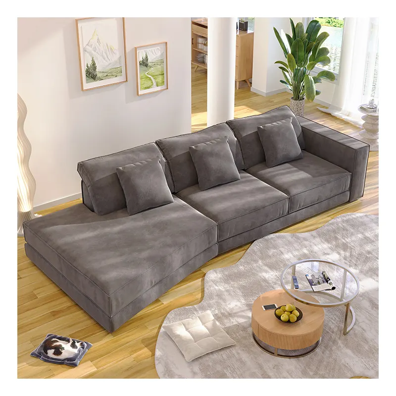 Apartamento modular seccional diseños modernos sofá de esquina grande sofá de tela sofá de cuero conjunto de muebles de sala de estar