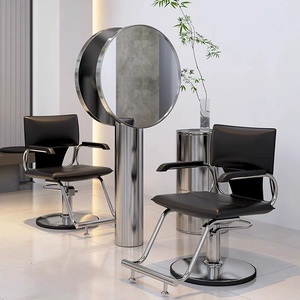 Station de coiffure double face pour 4 personnes avec miroir, comptoir en verre trempé et armoire de rangement LED - Product Image 5