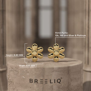 Pendientes de Oro Sólido de 14K con Diseño Floral Minimalista, Joyería Fina para Mujer, Uso Diario - Product Image 4