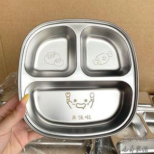 จานอาหารกลางวันเด็กสแตนเลส ดีไซน์การ์ตูน ทรงสี่เหลี่ยมขนาดใหญ่ สำหรับใช้ในบ้านและโรงเรียน - Product Image 3