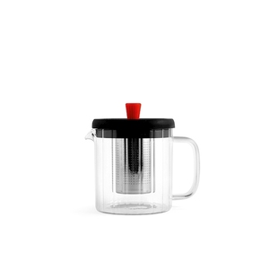 Théière en verre borosilicate transparent de 0,6 litre avec filtre en acier inoxydable pour la préparation du thé - Product Image 1