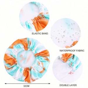 Bonnet de Douche Imperméable Double Couche Tie-Dye de Luxe pour Femme, Idéal pour Salon de Coiffure - Product Image 2