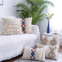 Housse de coussin en macramé tufté, décoration de la maison, housse d'oreiller tufté coloré, taie d'oreiller carrée, vente en gros