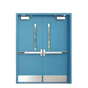 Shandong 90mins puerta ignífuga de acero barra de empuje de pánico puertas exteriores de acero inoxidable Certificado CE conjunto completo - Product Image 1