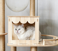 Tour pour chat en bois Ustovian, grand arbre à chat avec niche confortable, griffoir multi-étages, mobilier pour animaux de compagnie pour chats d'intérieur