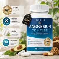 Complément de magnésium complexe à absorption élevée - 8 formes essentielles de magnésium pour la santé des muscles, des os et du cœur - 1000 mg, 90 capsules