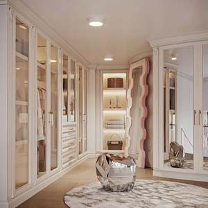 Armoire de chambre à coucher moderne en bois de luxe, placard sur mesure, dressing, armoire - Product Image 1