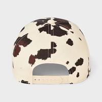 Casquette de baseball sportive à 5 panneaux courbés avec boucle à pression, imprimé vache camouflage, style urbain, patch tissé personnalisé, en tissu sergé 100% coton