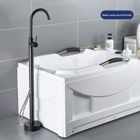 Ensemble douche-baignoire sur pied en cuivre avec robinet noir à cartouche céramique, style américain, pour eau froide et chaude, accessoire de salle de bain
