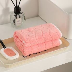 Serviette de bain en polaire corail 70x140cm, absorbante, couleur unie, pour usage domestique, ensemble de serviettes rectangulaires - Product Image 4