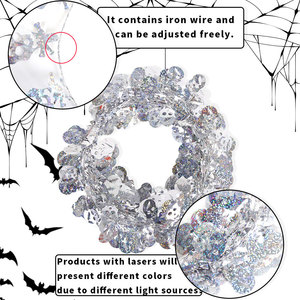 ハロウィンナイトデコレーションスパイダーバイン7.5メートルハロウィンリースDIYワイヤーパンプキンスカルバットカラフルストライプ - Product Image 3