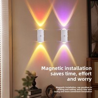 Lampe murale minimaliste intelligente à LED avec commande tactile, variateur d'intensité, alimentation par batterie, recharge USB, télécommande, montage magnétique