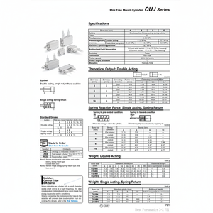 กระบอกเมาท์ฟรี SMC ขนาดเล็ก CDUJB10-30D ชิ้นส่วนนิวเมติก - Product Image 1