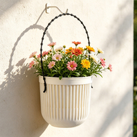 Pot de fleurs suspendu double couche en plastique à double compartiment, auto-arrosant, pour décoration murale intérieure