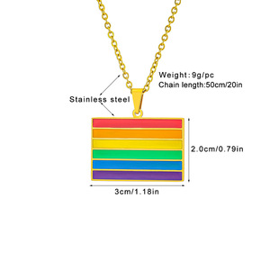 สร้อยคอสแตนเลส LGBT สร้อยคอพร้อมจี้ดีไซน์สีรุ้งสำหรับเกย์ - Product Image 2