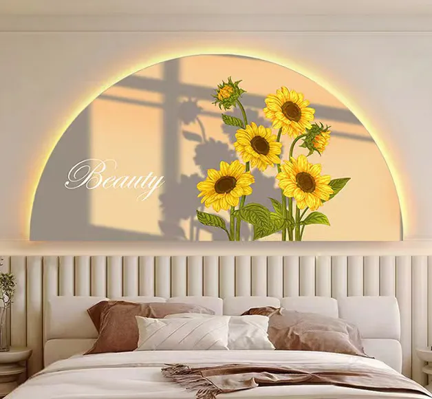Nueva moda dormitorio decoración pared pintura borde de corte sala de estar lujo decoración del hogar pinturas de cristal y artes de pared