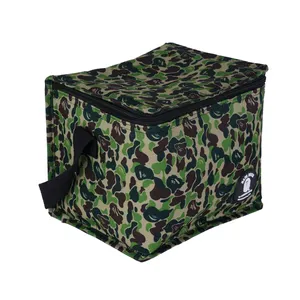 Coated camo reusable thermal insulated grocery non woven cool carry cooler lunch bag for food storage