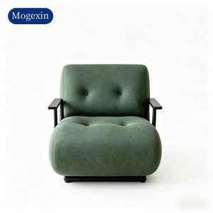 Fauteuil d'appoint moderne en tissu vert, ergonomique, rembourré, avec structure métallique pour salon - Product Image 6