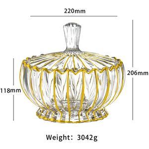 Tarro de cristal decorativo de mesa de diseño escandinavo de lujo con azucarero Sterak de línea dorada para boda - Product Image 5
