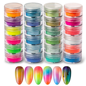 6 Polvos Acrílicos Fluorescentes Profesionales de Colores Mezclados Brillantes para Uñas, Polvo para Manicura DIY en Tarro - Product Image 2