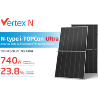 Panneau solaire monocristallin Trinasolar N-type I-TOPCon à double verre bifacial, efficacité 23,8 %, 715-740 W, pour tuiles de toit