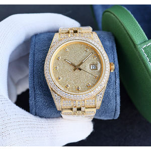 Reloj de Lujo para Hombre, Diseño de Acero Inoxidable, Diamantes Moissanite, Luminoso, con Calendario, Reserva de Energía, Estilo Personalizado, Casual de Negocios - Product Image 1