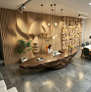 Bureau d'accueil de luxe en fibre de verre pour centre d'affaires, comptoir d'accueil au design artistique pour hall public de bâtiment - Product Image 5